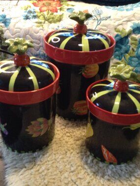 VTG Certified Int'l Hand Painted Ceramic Mexican Talavera style Jars 3 sizes